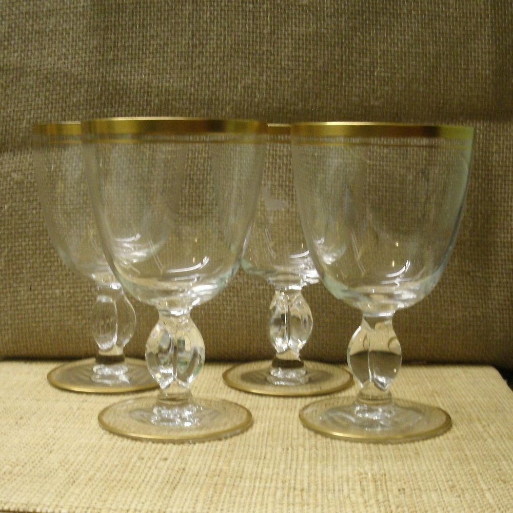 Vintage Imperial Gold Trim Wine Water Glass Set of 4